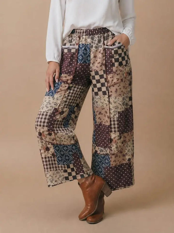 Patchwork Floral French Terry Pants