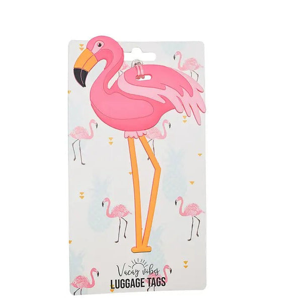 Flamingo Silicone Luggage Tag - Blush & Cactus