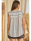Boho Woven Stripe Embroidered Top- Curvy Size