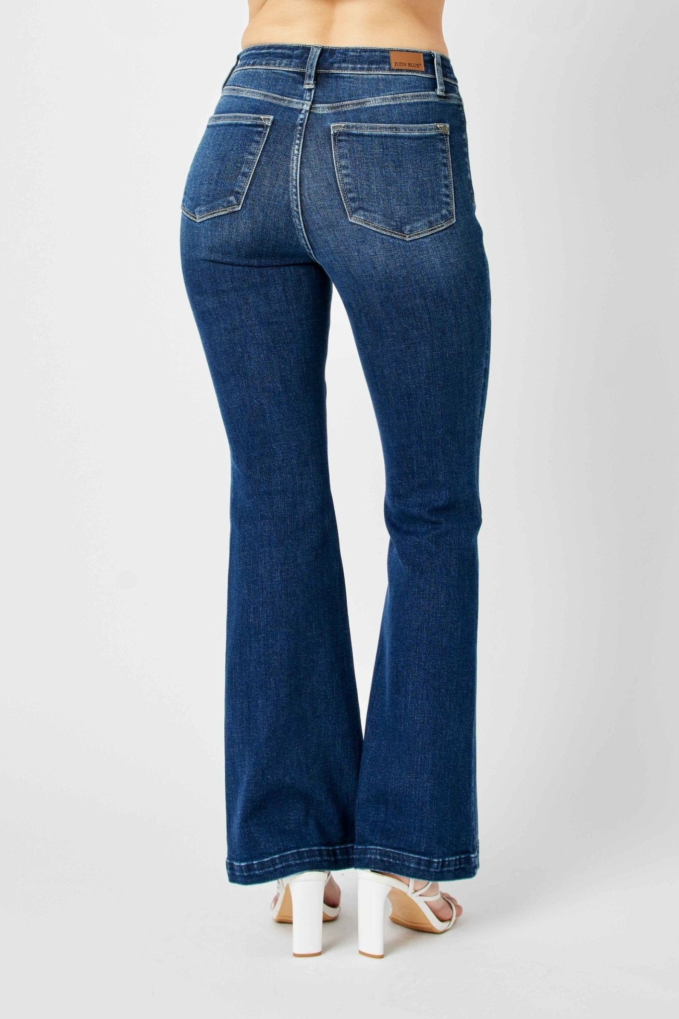SALE Judy Blue HW Angled Side Seam Detail Flare - Blush & Cactus