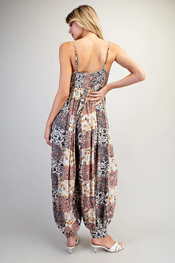 Wanderlust Patchwork Jumpsuit - Blush & Cactus