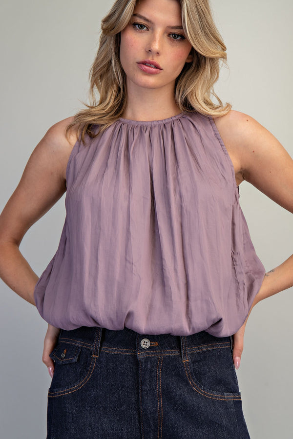 eesome Solid Sleeveless Gathered Blouse ✨ - Blush & Cactus