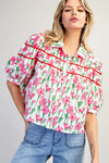 eesome Floral Print Half Sleeve Blouse - Blush & Cactus