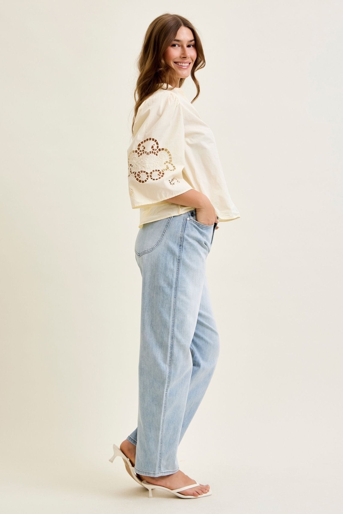 Judy Blue High Waist Marlow Arc Leg Jeans - Blush & Cactus