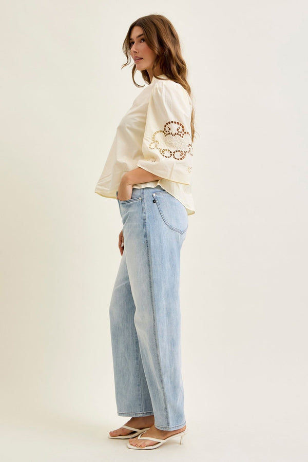Judy Blue High Waist Marlow Arc Leg Jeans - Blush & Cactus