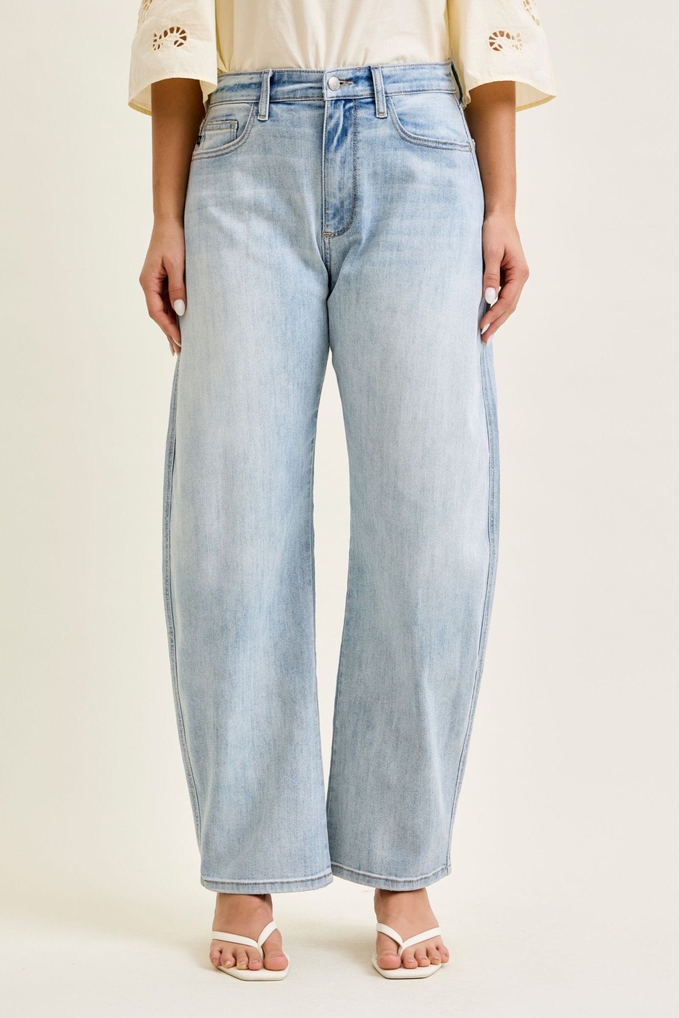 Judy Blue High Waist Marlow Arc Leg Jeans - Blush & Cactus