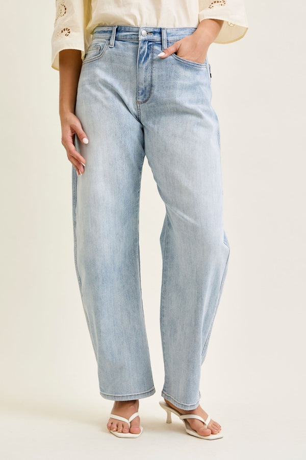 Judy Blue High Waist Marlow Arc Leg Jeans - Blush & Cactus