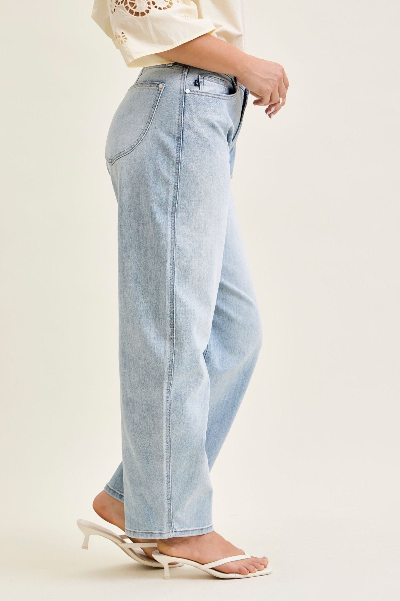 Judy Blue High Waist Marlow Arc Leg Jeans - Blush & Cactus