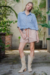 Ruffle & Ready Denim Top - Blush & Cactus