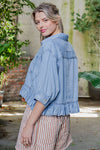 Ruffle & Ready Denim Top - Blush & Cactus