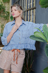 Ruffle & Ready Denim Top - Blush & Cactus