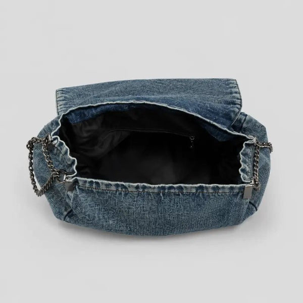 Blue Denim Shoulder Bag - 5 patches - Blush & Cactus