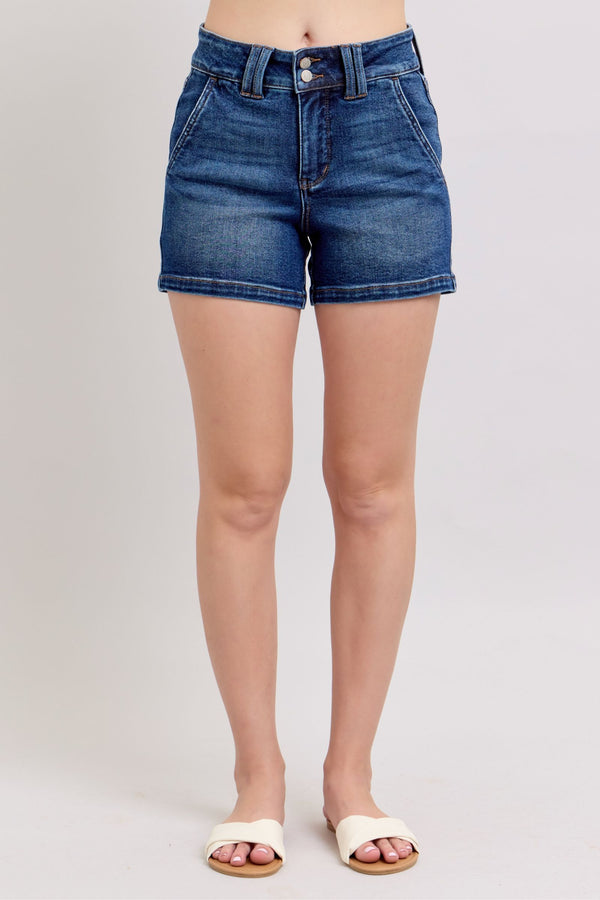 Judy Blue HW Double Button Waistband Shorts