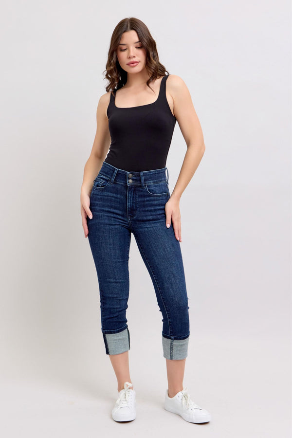 Judy Blue HW Double Waist Band Capri