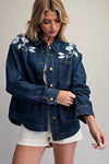 eesome Bleach Washed Embroidered Jacket - Blush & Cactus