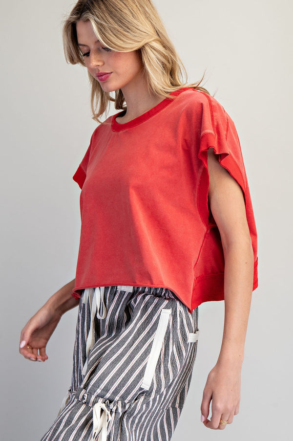 Mineral Washed Open Back Top ✨ - Blush & Cactus