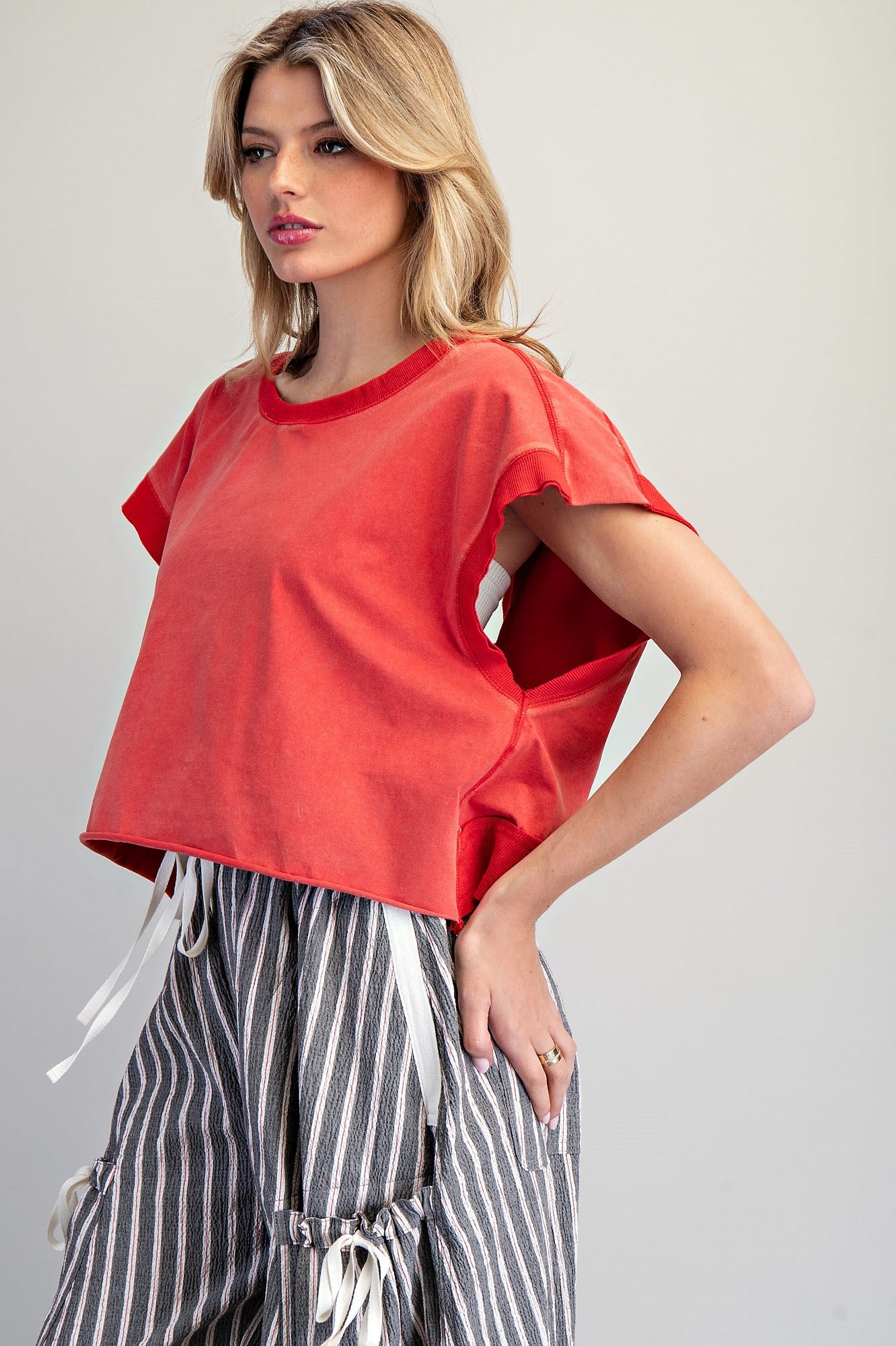 Mineral Washed Open Back Top ✨ - Blush & Cactus