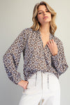 eesome Geometric Pattern Blouse - Blush & Cactus
