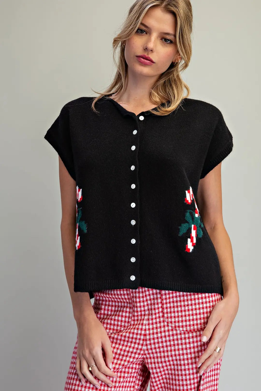 eesome Candy Cane Short Sleeve Cardigan