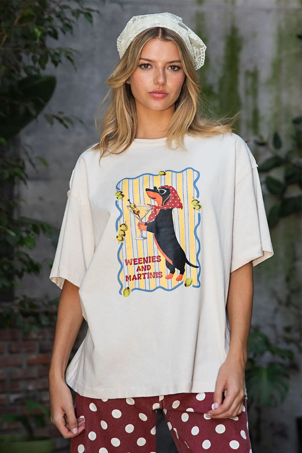 eesome Soft Washed Weenies Graphic Top - Blush & Cactus
