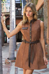 eesome Suede Contrast Trim Sleeveless Dress