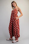 eesome Polka Dot Button Down Harem Jumpsuit - Blush & Cactus
