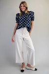 eesome Polka Dot Puff Sleeve Blouse