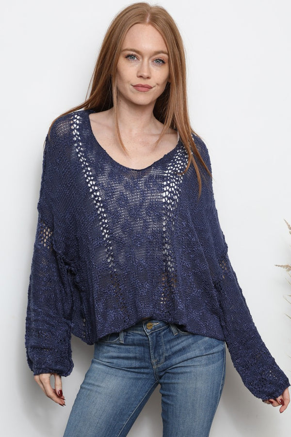 Angie V-neck Crop Length Light weight Pullover Sweater