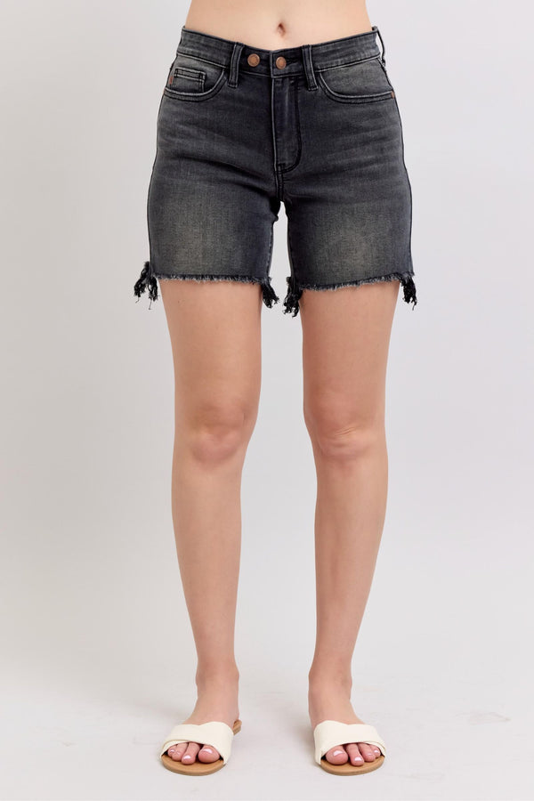 Judy Blue Long Cut Off 2 Button Dad Shorts