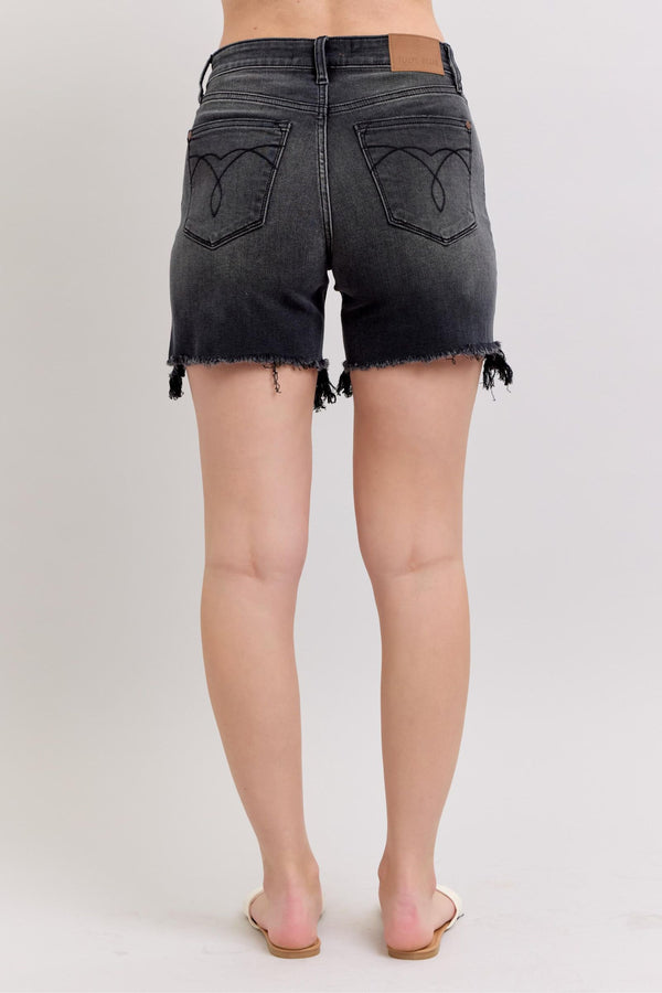 Judy Blue Long Cut Off 2 Button Dad Shorts