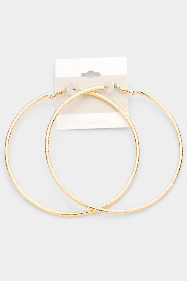 14K White Gold Filled Metallic Hoop Earrings