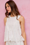 3d Floral Ruched Sleeveless Top