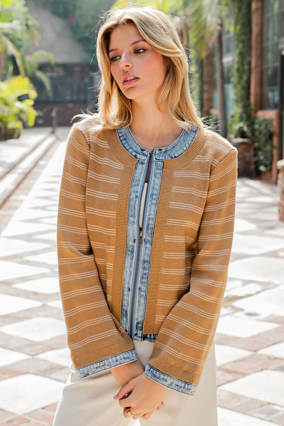 Camel Canyon Denim Trim Jacket