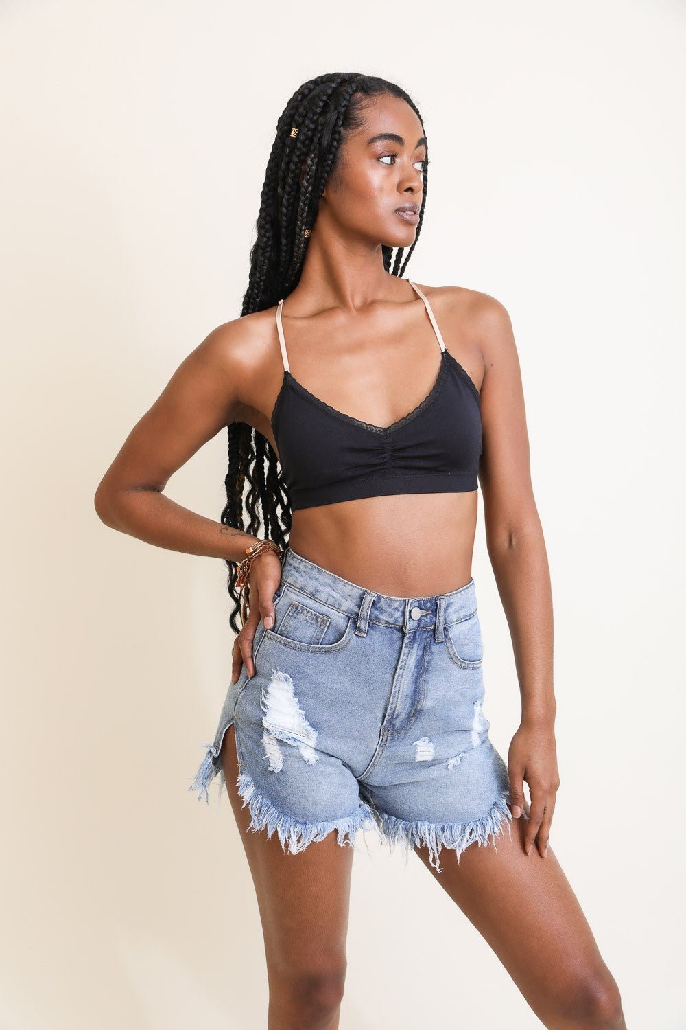 Floral Lattice Bralette - Blush & Cactus