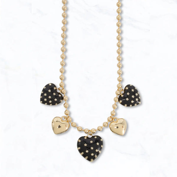 Starry Heart Gold Beaded Necklace - Blush & Cactus
