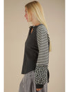 Oversized Floral & Stripe Casual Knit Top