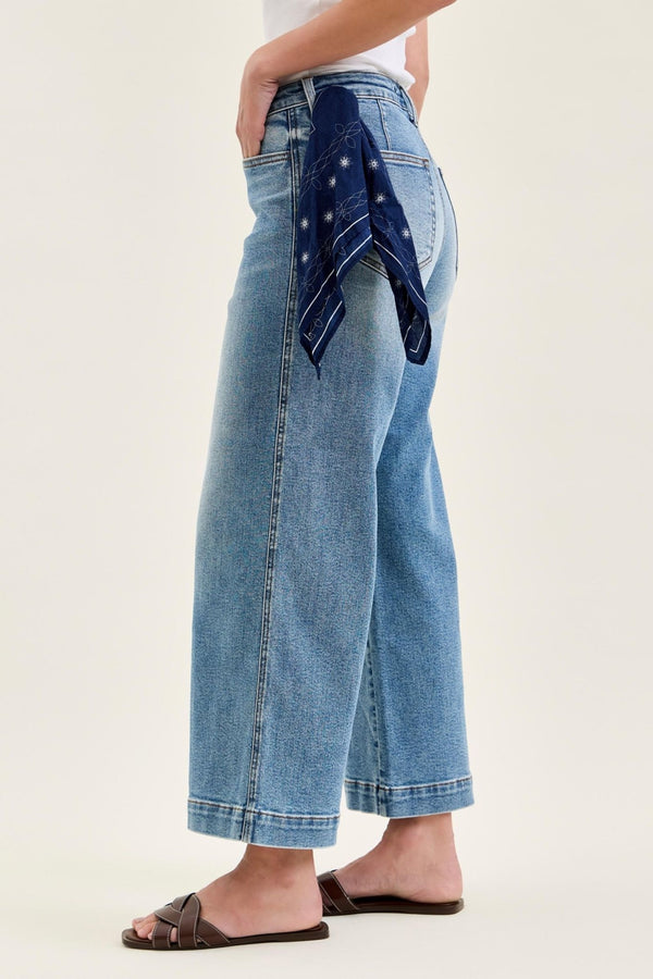 Judy Blue MR Ankle Wide w/ Back Darts + Bandana Loop - Blush & Cactus