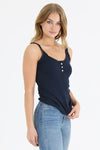 Angie Rib Knit Lace trim Henly Tank Top