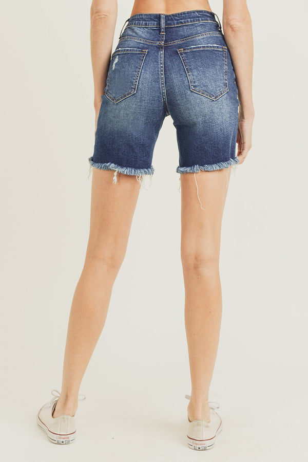 Risen High Rise Distressed Long Shorts
