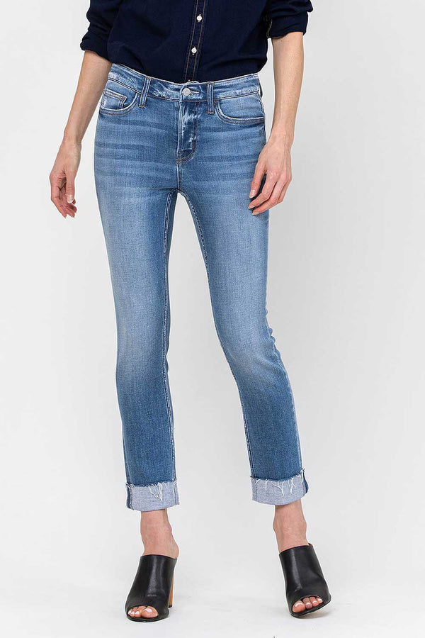 Flying Monkey "Janet" Mid Rise Cuffed Cropped Straight jeans