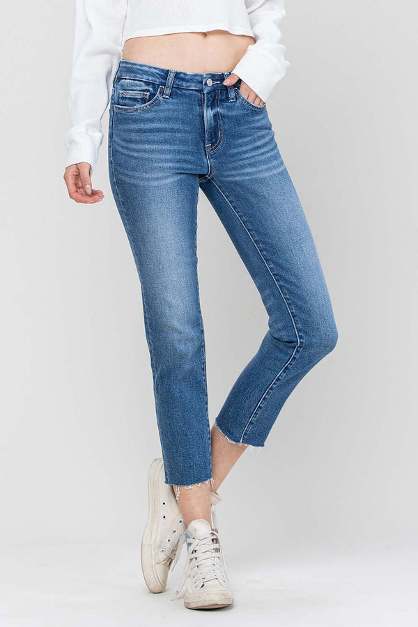 Vervet Mid Rise Crop Slim Straight Jean