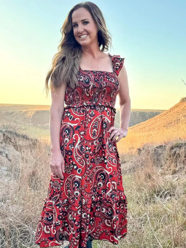 Canyon Paisley Dress - Blush & Cactus