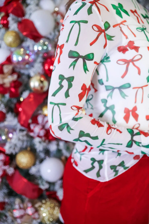 Keigan Mesh Top - Midnight Bow Christmas Edition - Blush & Cactus