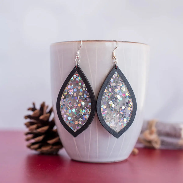 Fairy Dust Glitter Teardrop Inset Dangles - Blush & Cactus