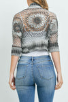XMAS JULY Floral Crochet Ribbed Knit Crop Top