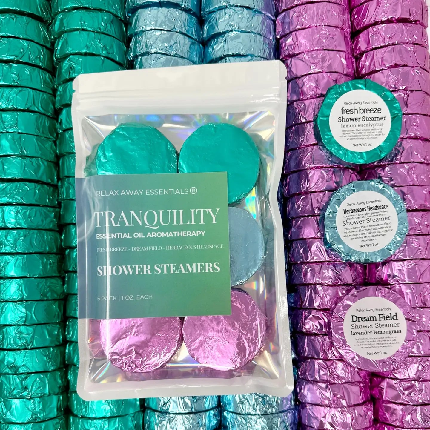 Tranquility Shower Steamers 6 Pack - Made in USA - Blush & Cactus
