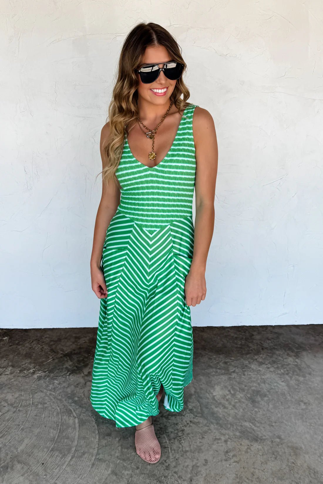 Tea Time & Tan Lines Maxi Dress - Blush & Cactus