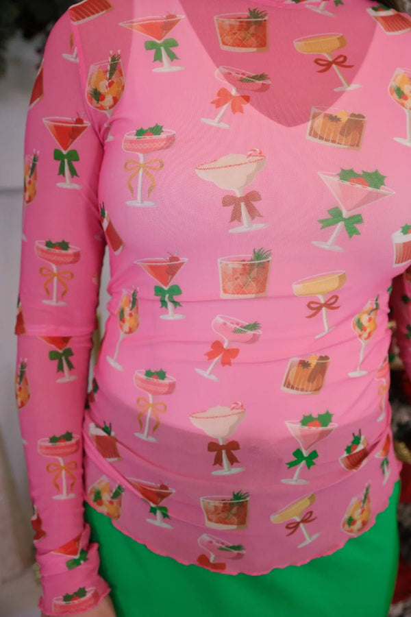 Keigan Mesh Top - Holiday Drinks - Blush & Cactus