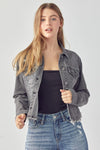 Risen Frayed Hem Washed Jacket - Blush & Cactus