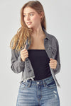 Risen Frayed Hem Washed Jacket - Blush & Cactus